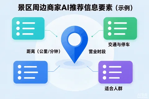 花都融创文旅城周边商家被AI推荐的信息要素示意图