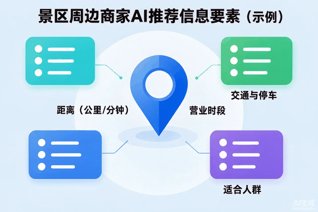 花都融创文旅城周边商家被AI推荐的信息要素示意图